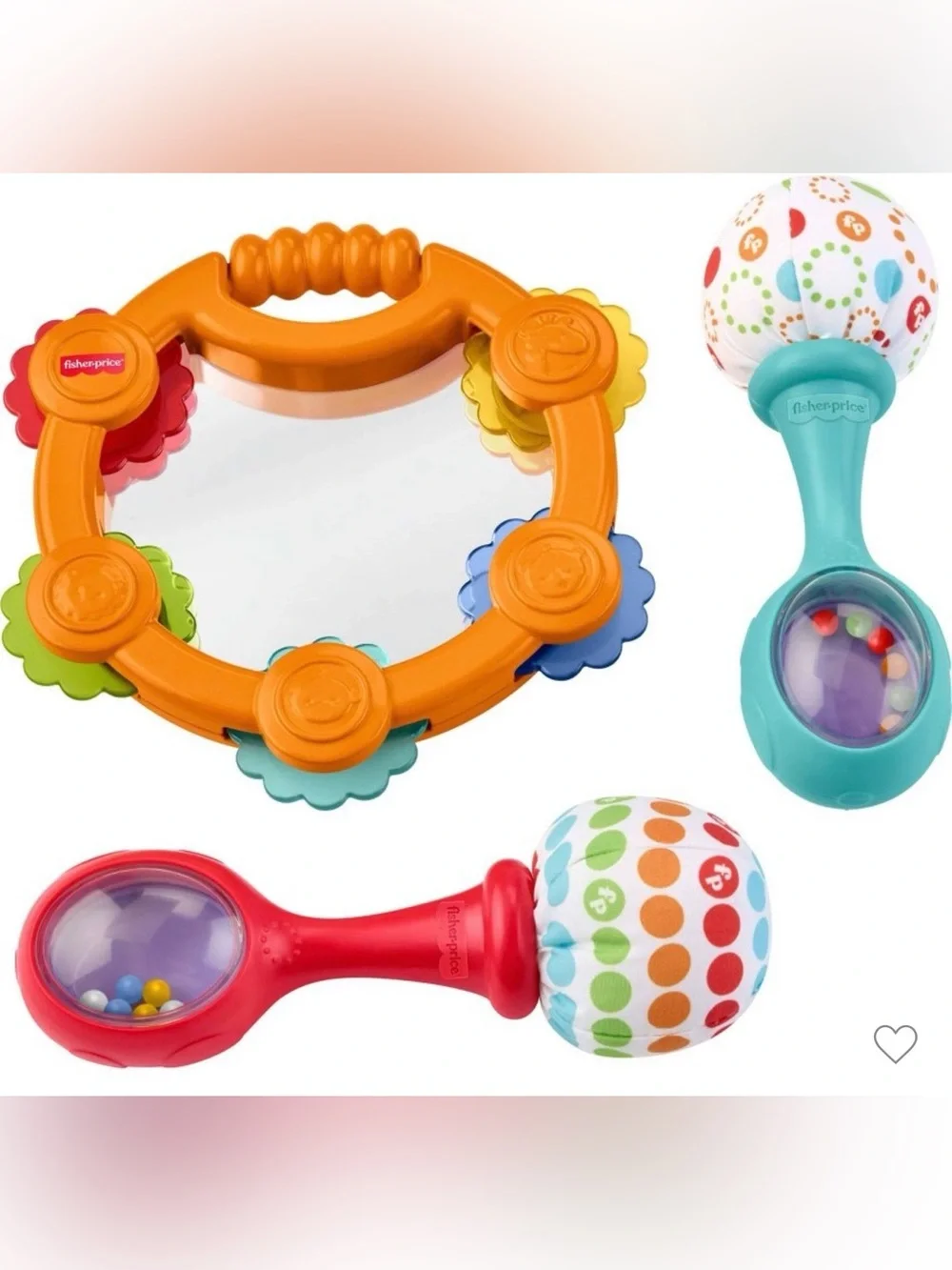 •FISHER PRICE•BNWT/BNIB TAMBOURINE & MARACAS 3-PIECE TOY GIFT SET AGE 3+ MONTHS